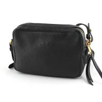 Prada Double Bag Zip Vitello Black Camera Daino Leather